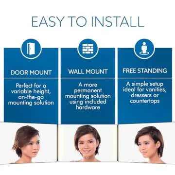 Bluelilly Co. 3-Way Mirror with LED Lights for Self Hair Cutting – Adjustable, Portable, 360-Degree View