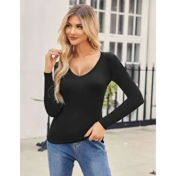 Zeagoo 2 Pack Women’s Long Sleeve Shirts – V-Neck Slim Fit Casual Tops