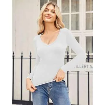 Stylish Zeagoo Women's Long Sleeve Shirts | V-Neck Tops