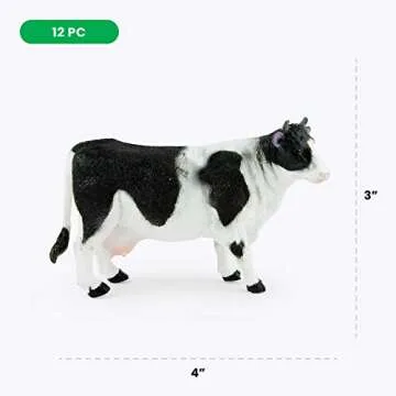 Boley Farm Animal Figures - 12 Pack Realistic Plastic Animal Toys for Kids Ages 3 and Up