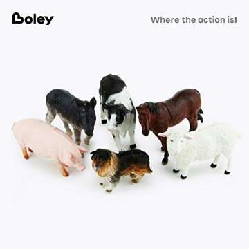 Boley Farm Animal Figures - 12 Pack Realistic Plastic Animal Toys for Kids Ages 3 and Up