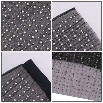 Women's Tank Top Mini Skirt Set 2 Piece Swimsuit Pearl Rhinestone Bikini Cover Up Sheer Beach Swimwear Bathing Suit Coverups