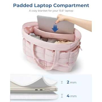 BAGSMART Large Travel Duffel Bag with Shoe Compartment, Puffer Carry-On Gym Weekender Bag for Women, Pink