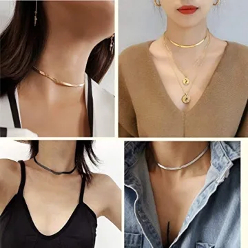Gold Flat Chain Choker Necklace for Stylish Women