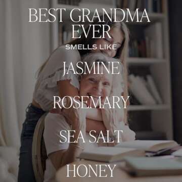 Sweet Water Decor Best Grandma Ever Candle - Jasmine, Rosemary, Sea Salt, & Honey Scented Candle - 9 oz Soy Candle in Clear Jar with 40+ Hours Burn Time - Birthday and Mother's Day Gifts for Grandma