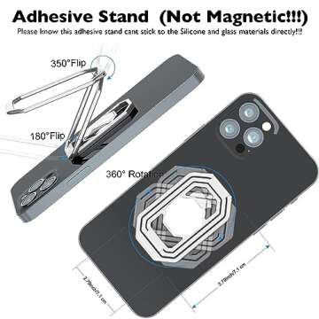 Phone Ring Holder Finger Kickstand, Upgraded 360° Rotation Metal Phone Grip for Magnetic Car Mount Foldable Cell Phone Stand Compatible with Most Smartphones