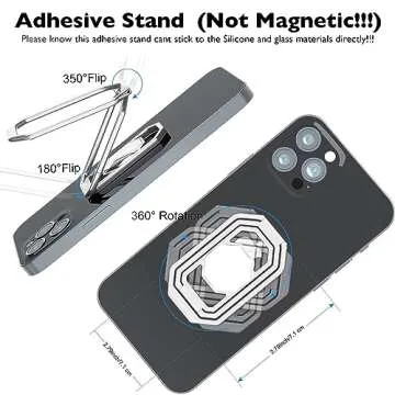 Phone Ring Holder Finger Kickstand, Upgraded 360° Rotation Metal Phone Grip for Magnetic Car Mount Foldable Cell Phone Stand Compatible with Most Smartphones