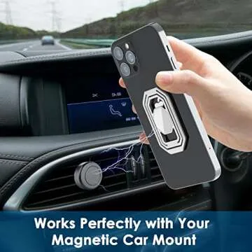 Phone Ring Holder Finger Kickstand, Upgraded 360° Rotation Metal Phone Grip for Magnetic Car Mount Foldable Cell Phone Stand Compatible with Most Smartphones