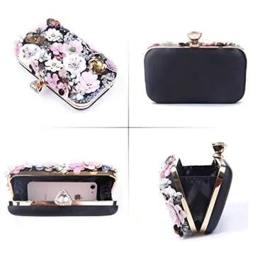 Lanpet Women Clutches Flower Evening Handbag Chain Strap Shoulder Bag