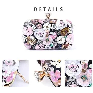 Lanpet Women Clutches Flower Evening Handbag Chain Strap Shoulder Bag