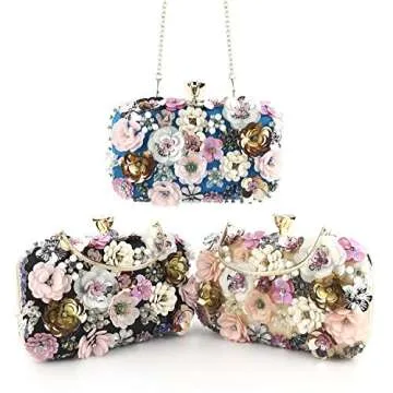 Lanpet Women Clutches Flower Evening Handbag Chain Strap Shoulder Bag