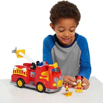 Disney’s Mickey Mouse Mickey’s Fire Engine, Figure and Vehicle Playset, Lights and Sounds, Offic...