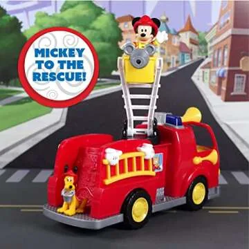 Disney’s Mickey Mouse Mickey’s Fire Engine, Figure and Vehicle Playset, Lights and Sounds, Officially Licensed Kids Toys for Ages 3 Up by Just Play