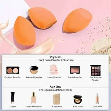 Makeup Sponges, Larbois 3-Pack Blender Beauty Foundation Blending Sponge, Professional Beauty Makeup Set for Dry & Wet Use (Orange+Orange+Orange)