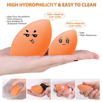 Makeup Sponges, Larbois 3-Pack Blender Beauty Foundation Blending Sponge, Professional Beauty Makeup Set for Dry & Wet Use (Orange+Orange+Orange)
