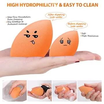 Makeup Sponges, Larbois 3-Pack Blender Beauty Foundation Blending Sponge, Professional Beauty Makeup Set for Dry & Wet Use (Orange+Orange+Orange)