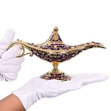 Gusnilo Vintage Aladdin Magic Lamp Genie Collector's Edition/Wedding Table Decoration,Collectable Rare Classic Arabian Props Aladdin Pot & Delicate Gift for Party/Birthday(Purple)