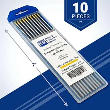 Midwest Tungsten Service TIG Welding Tungsten Electrodes 10-Pack - 1/8" 1.5% Lanthanated Tungsten (W...