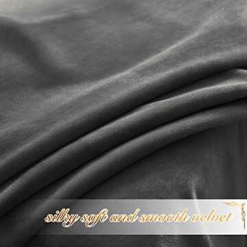 NICETOWN Grey Luxury Velvet Curtain Panels, Home Decoration Window Treatments for Living Room/Bedroom/Home Theatre (2 Panel Per Pack, 96 inches Long)