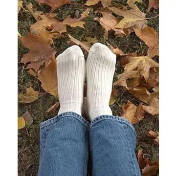 GoWith 5 Pairs Unisex Natural 97% Cotton Crew Socks, Comfy Cozy Breathable Seamless Casual Socks for Men & Women, Ecru, Small, Model 3013