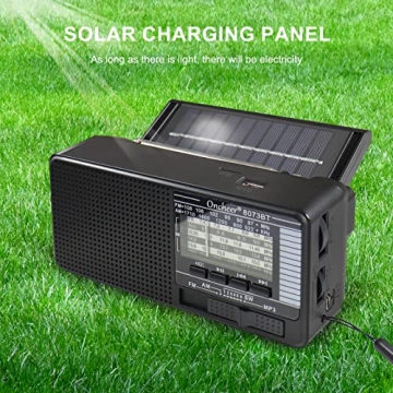 Oncheer Portable Bluetooth Solar Radio with LED Light