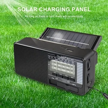 Oncheer Portable Bluetooth Solar Radio with LED Light