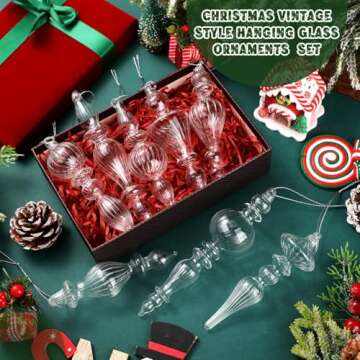 Mifoci 8 Pcs Mercury Glass Christmas Ornaments for Decor