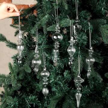 Mifoci 8 Pcs Mercury Glass Christmas Ornaments for Decor