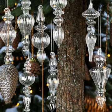 Mifoci 8 Pcs Mercury Glass Christmas Ornaments for Decor