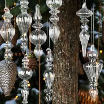 Mifoci 8 Pcs Mercury Glass Christmas Ornaments for Decor