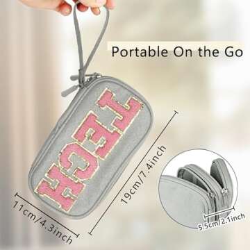 COSHAYSOO Electronics Accessories Organizer Bag with Chenille Letter Patch TECH for Women Travel Gif...