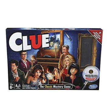 Hasbro Gaming Clue Game with Card-Revealing Mirror – Mystery Board Game, 2-6 Players, Ages 8+