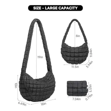 Trendy BAVERGE 3PCS Puffer Tote Bags Set for Women