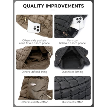 Trendy BAVERGE 3PCS Puffer Tote Bags Set for Women