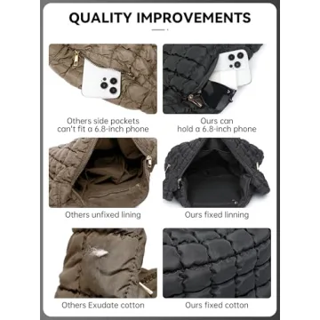 Trendy BAVERGE 3PCS Puffer Tote Bags Set for Women