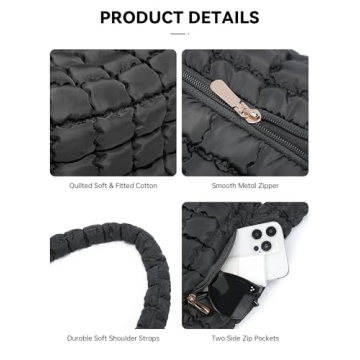 Trendy BAVERGE 3PCS Puffer Tote Bags Set for Women