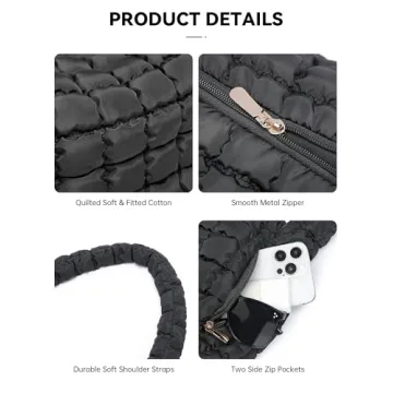 Trendy BAVERGE 3PCS Puffer Tote Bags Set for Women