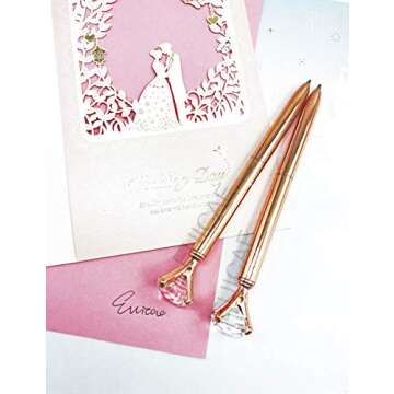 EUICAE Diamond Pens Cute Ballpoint Pens Diamond Pen Office Supplies Décor Gifts for Women Black Ink Pack of 16 (Rose gold)
