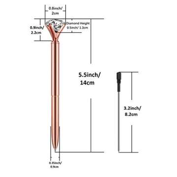 EUICAE Diamond Pens Cute Ballpoint Pens Diamond Pen Office Supplies Décor Gifts for Women Black Ink Pack of 16 (Rose gold)