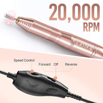 20000RPM Electric Nail Drill Compact Portable Efile Professional Manicure Pedicure Nail File Drill K...
