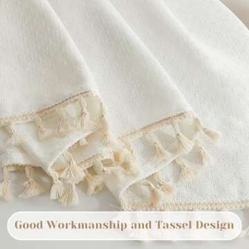 HOMEIDEAS Ivory Boho Curtains 84" Light Filtering Drapes