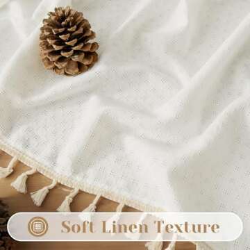 HOMEIDEAS Ivory Boho Curtains 84" Light Filtering Drapes