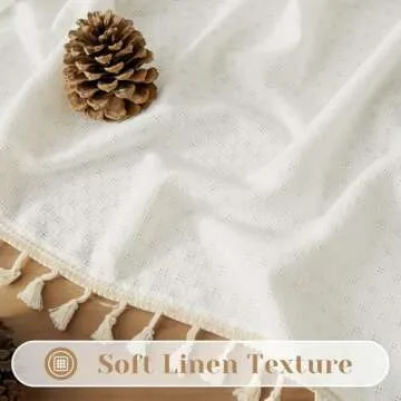 HOMEIDEAS Ivory Boho Curtains 84" Light Filtering Drapes