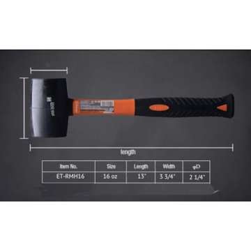 Edward Tools Rubber Mallet Eco-Friendly 16 oz Multi-Use Hammer