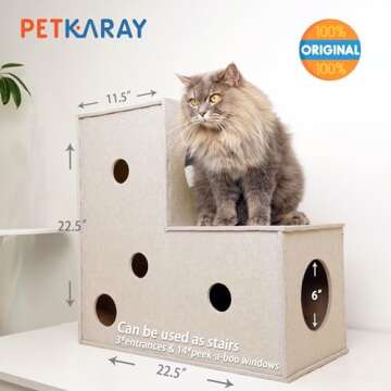 PETKARAY Cat Tunnel: Original Cat Hideaway Cave for Indoor Cats, Soft Felt Play Tube