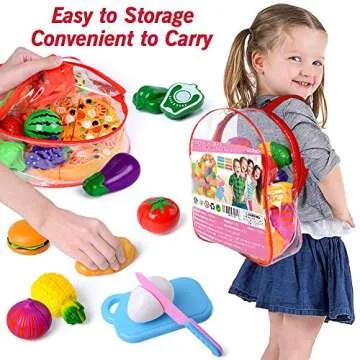 73PCS Cutting Play Food for Kids Kitchen Toys Food Cutting Fruits and Vegetables Accessories Xmas Gifts Toys for Toddlers Boys Girls with Storage Bag