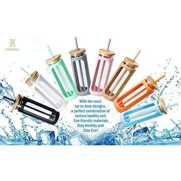 Kodrine 20oz Bamboo Glass Water Bottle with Straw