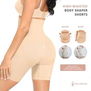 FeelinGirl Shapewear Shorts Tummy Control High Waisted Body Shaper Shaping Underwear Nude