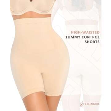 FeelinGirl Shapewear Shorts Tummy Control High Waisted Body Shaper Shaping Underwear Nude