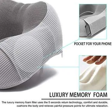 Travel Pillow, Memory Foam Neck Pillow with 360-Degree Head Support Comfortable Airplane Pillow with Storage Bag Lightweight Traveling Pillow for Sleeping, Car, Train, Bus and Home Use(Gray)